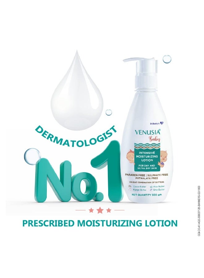 VENUSIA Dr. Reddy's Baby Intensive Moisturizing Lotion | Safe, Hydrating and Gentle | Goodness of Shea, Aloe, Cocoa and Mango Butter | Soothes Baby Skin | 300g (Pack of 2) - Image 4